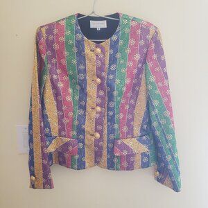 Golden Flower Company Multicolor Striped Women's Blazer Jacket